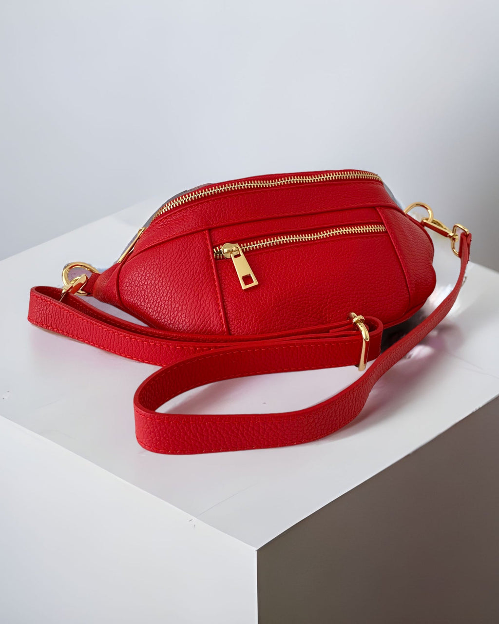 KADOU BOUTIQUE Leather Fanny Pack — lifestyle context