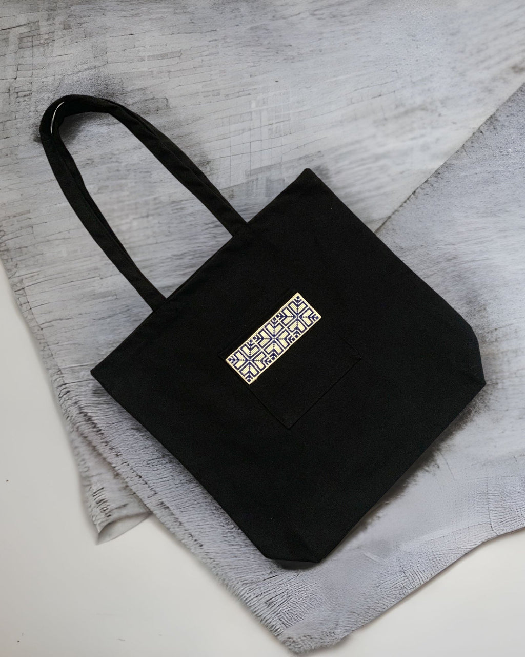 KADOU BOUTIQUE Tatreez Fabric Tote Bag — side view