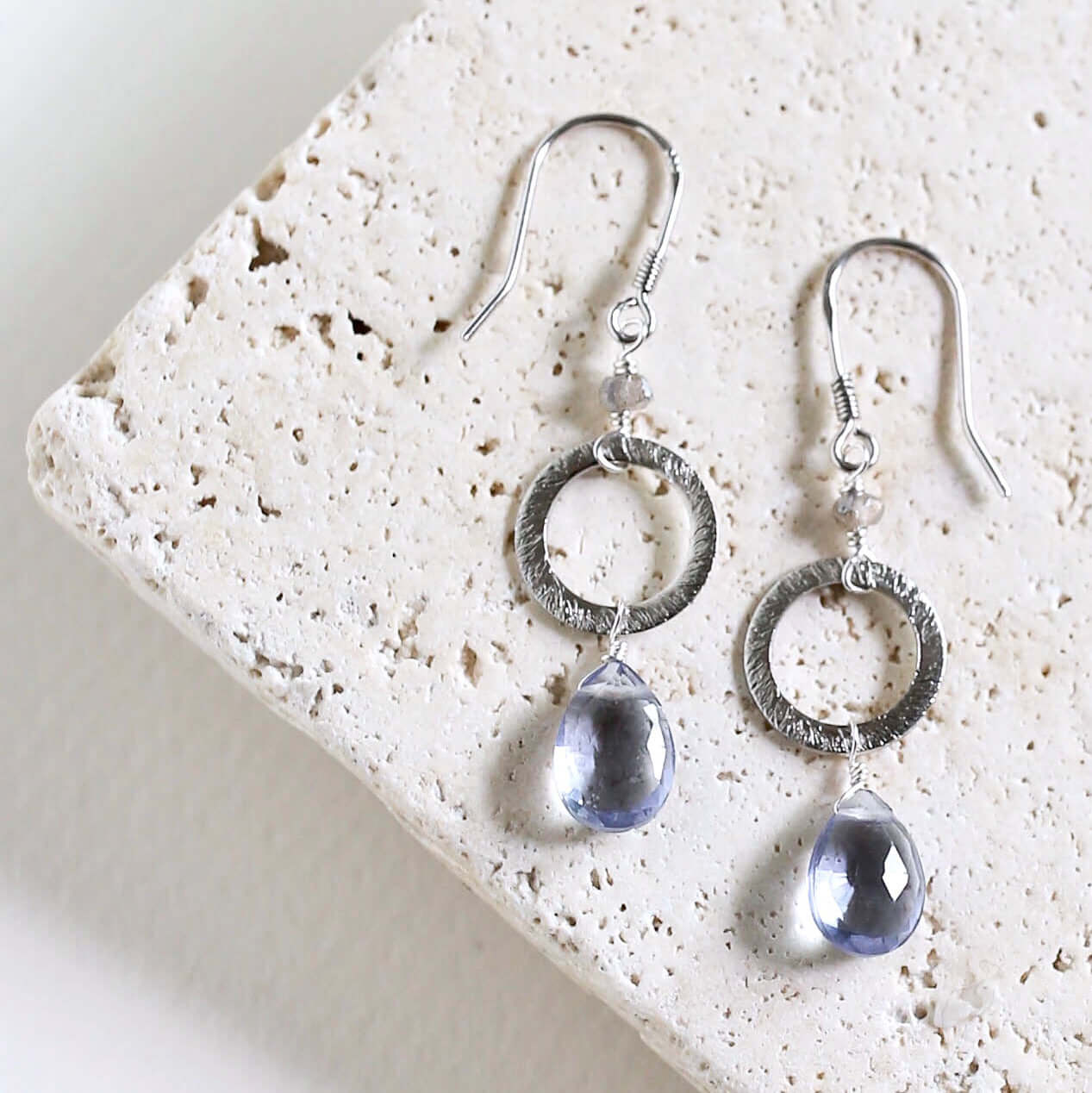 PARKEN JEWELRY Tanzanite Quartz Gold Drop Earrings — side view