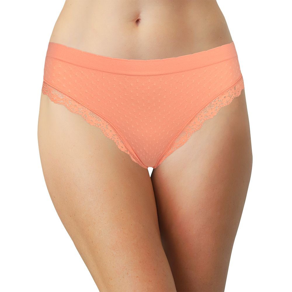 Love Libby Panties Scalloped Dot and Lace Seamless Tag Free Thong — Love Libby Panties branding close-up