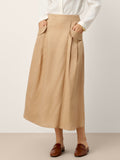 LINTICO LINTICO 100% Linen Flap Pocket A-Line Skirt IANTHE — main product shot