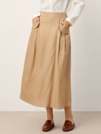LINTICO LINTICO 100% Linen Flap Pocket A-Line Skirt IANTHE — main product shot