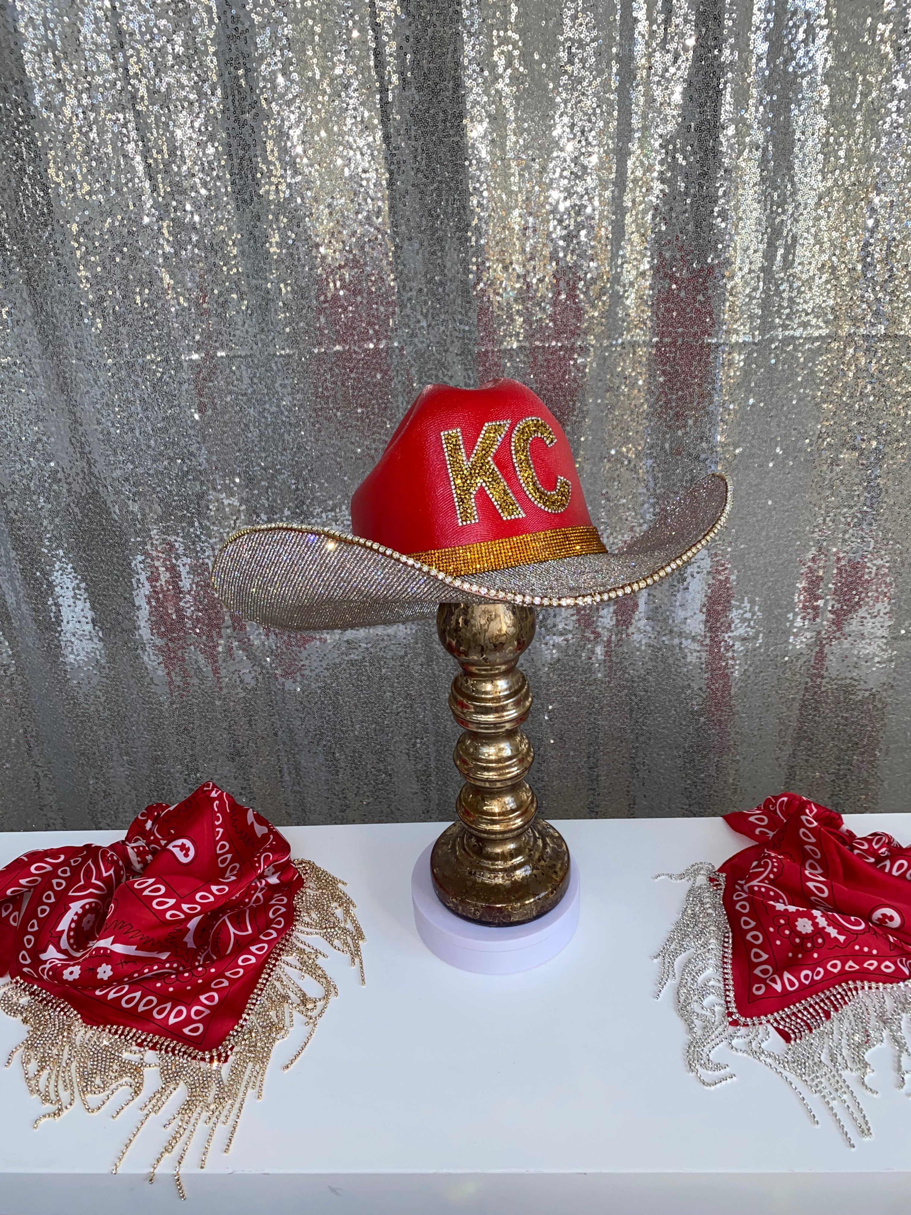 Rhinestone Cowgirl Rhinestone Cowgirl Kansas City Chiefs Hat — side view