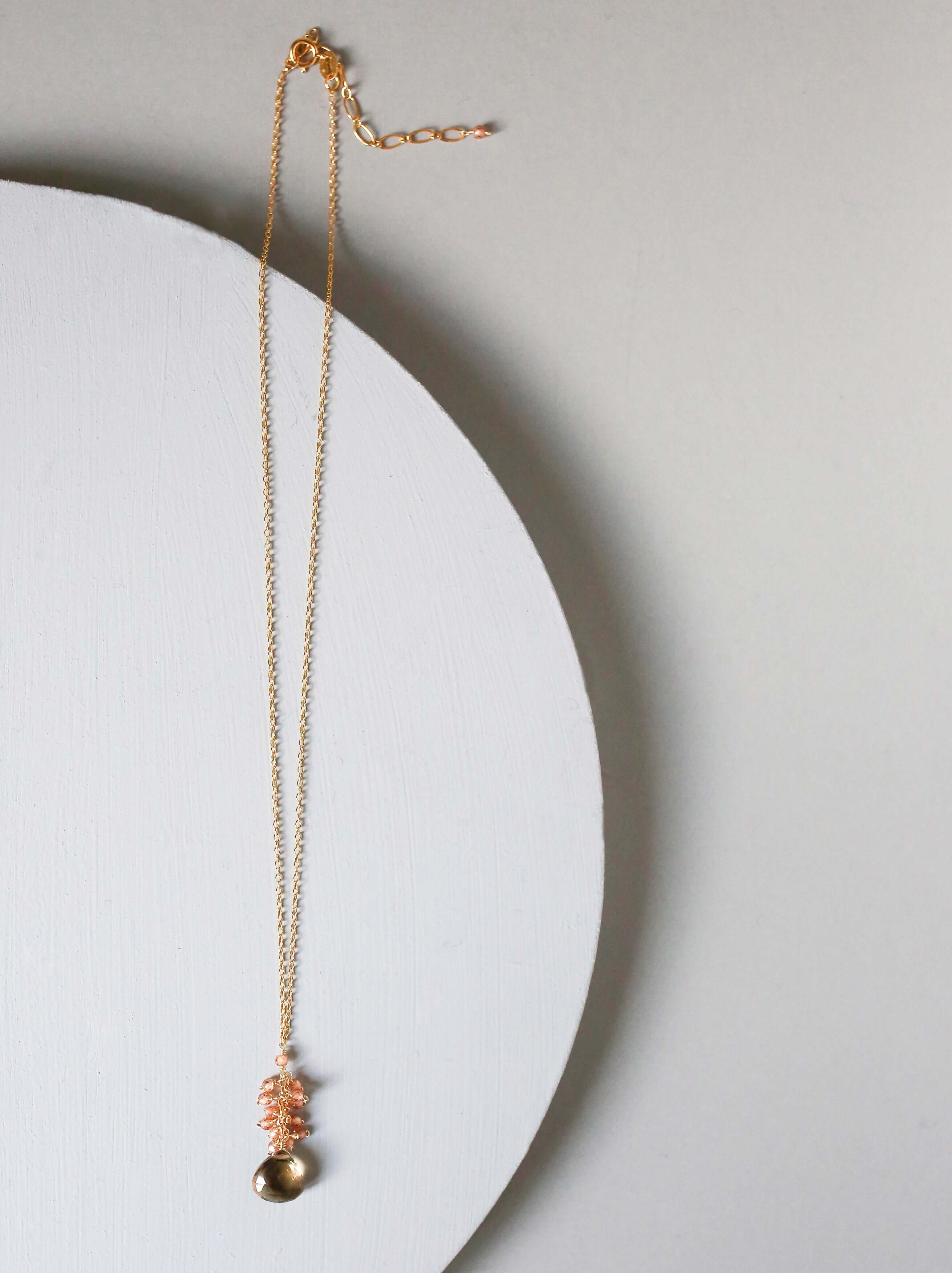 PARKEN JEWELRY Smoky Quartz Cluster Necklace — side view