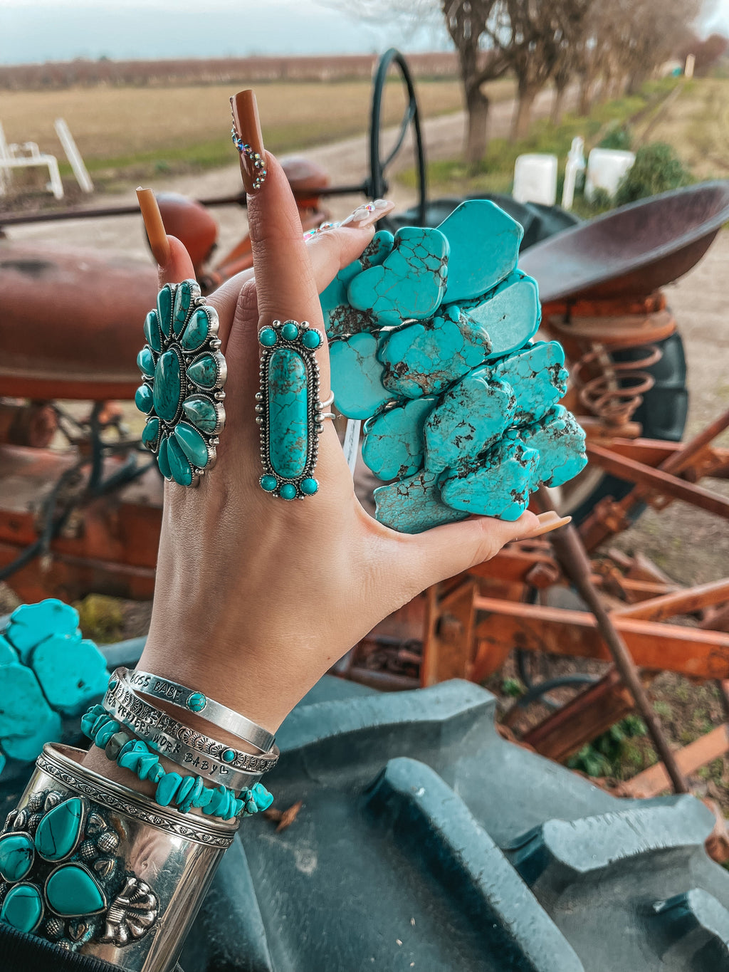 Haute Southern Hyde Turquoise Natural Stone Belt Buckle — Turquoise detail
