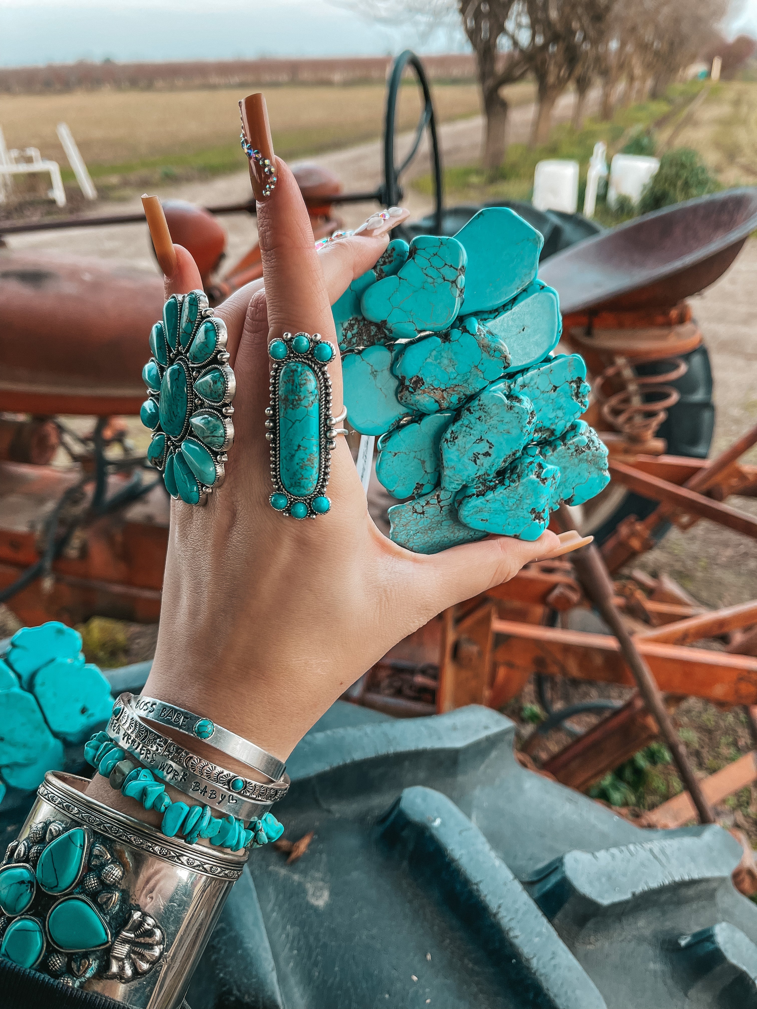 Haute Southern Hyde Turquoise Natural Stone Belt Buckle — Turquoise detail