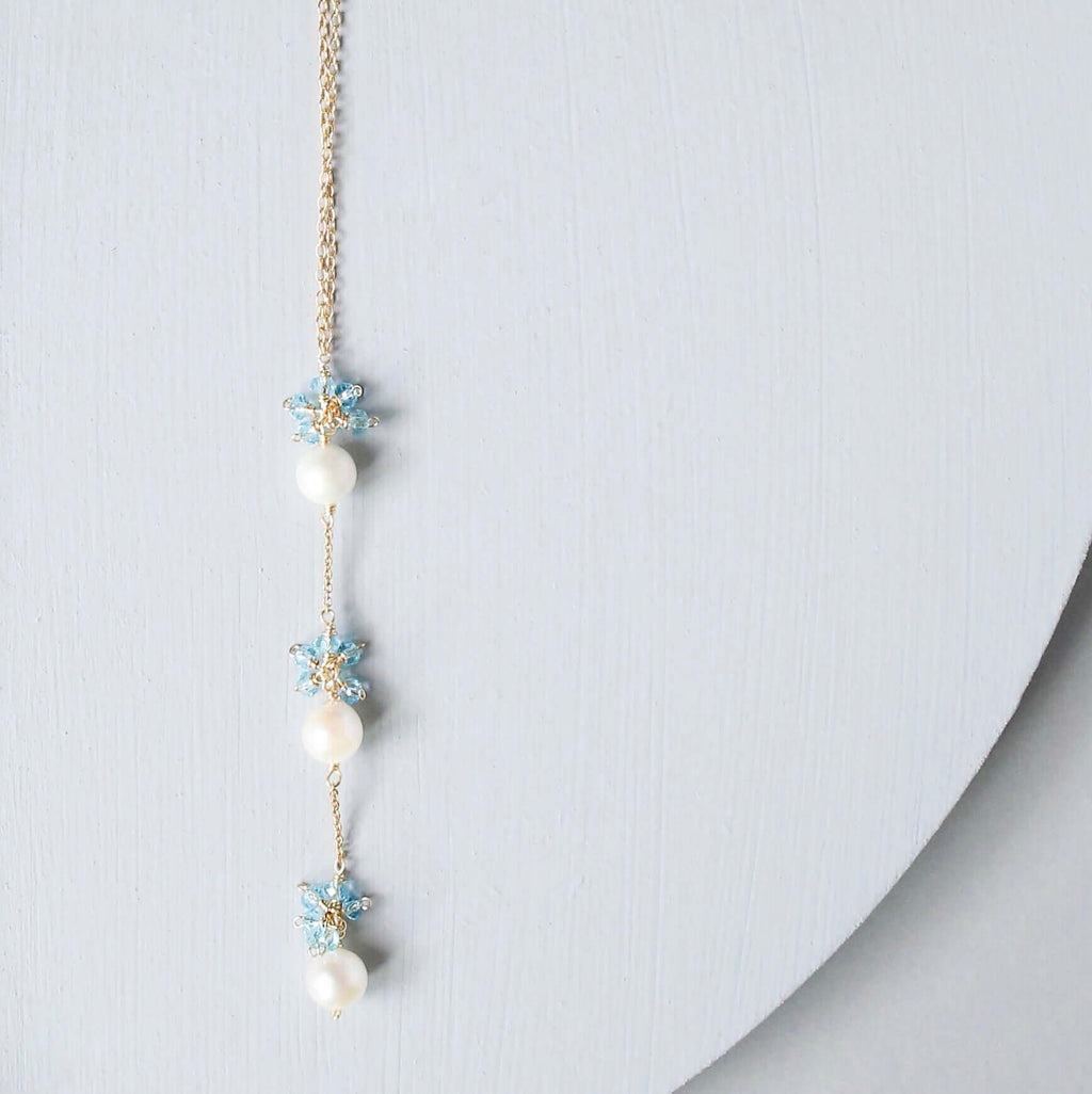PARKEN JEWELRY Pearl and Aquamarine Quartz Necklace — main product shot