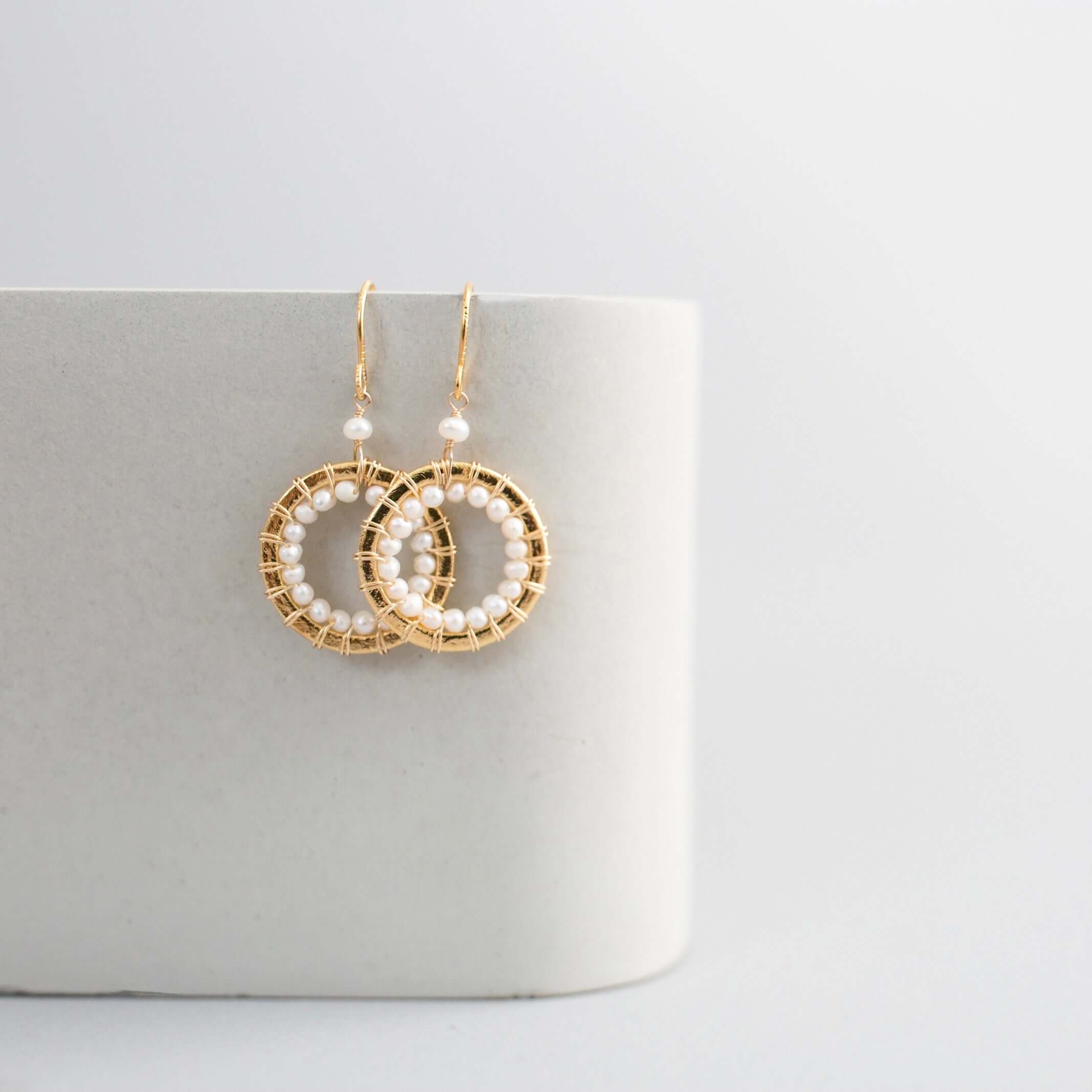 PARKEN JEWELRY Pearl Mini Halo Earrings — main product shot