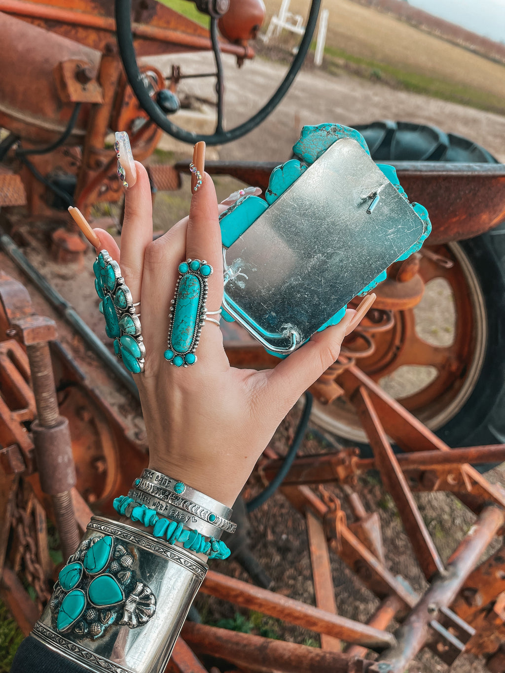 Haute Southern Hyde Turquoise Natural Stone Belt Buckle — detail shot 6