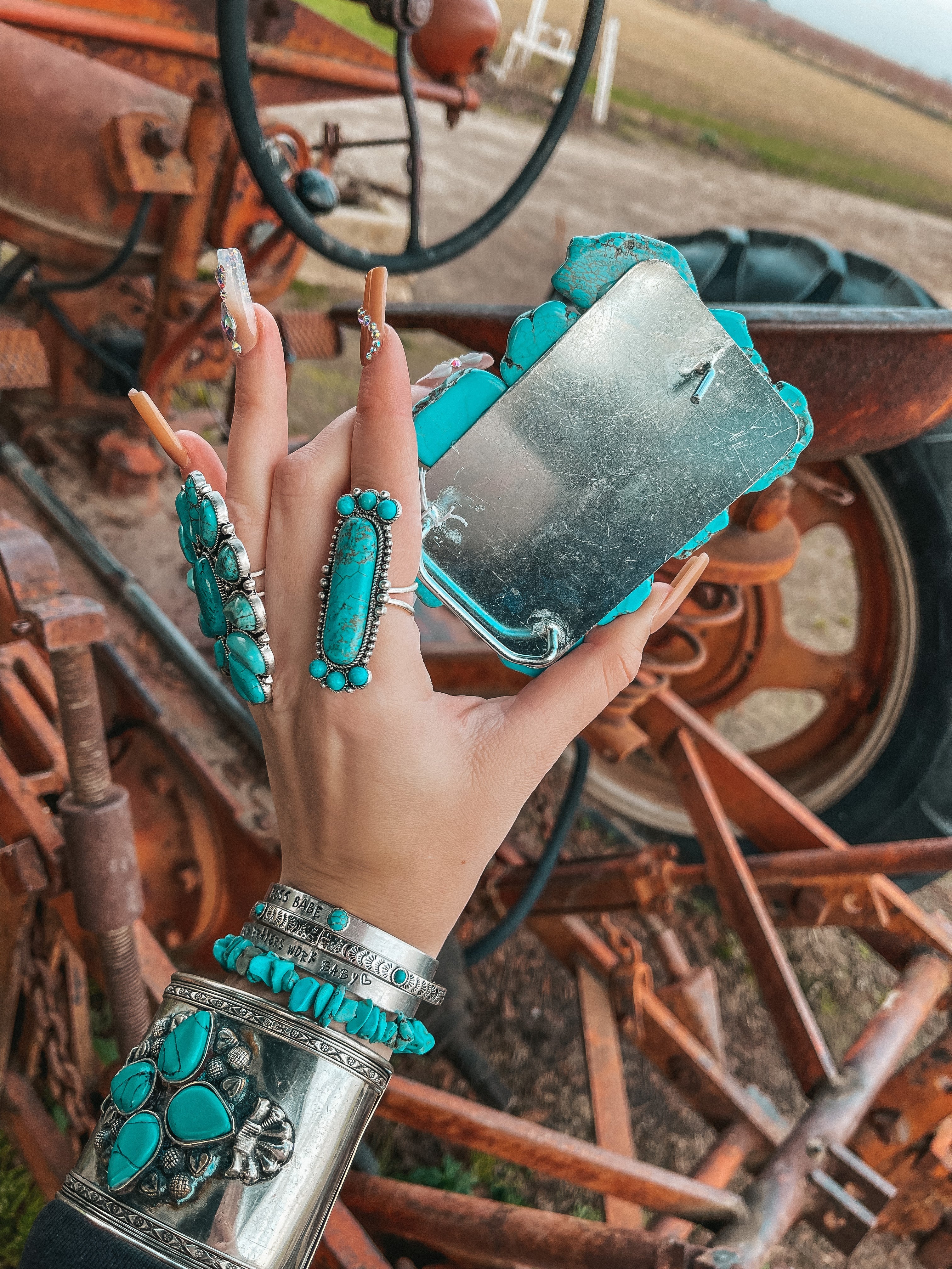 Haute Southern Hyde Turquoise Natural Stone Belt Buckle — detail shot 6