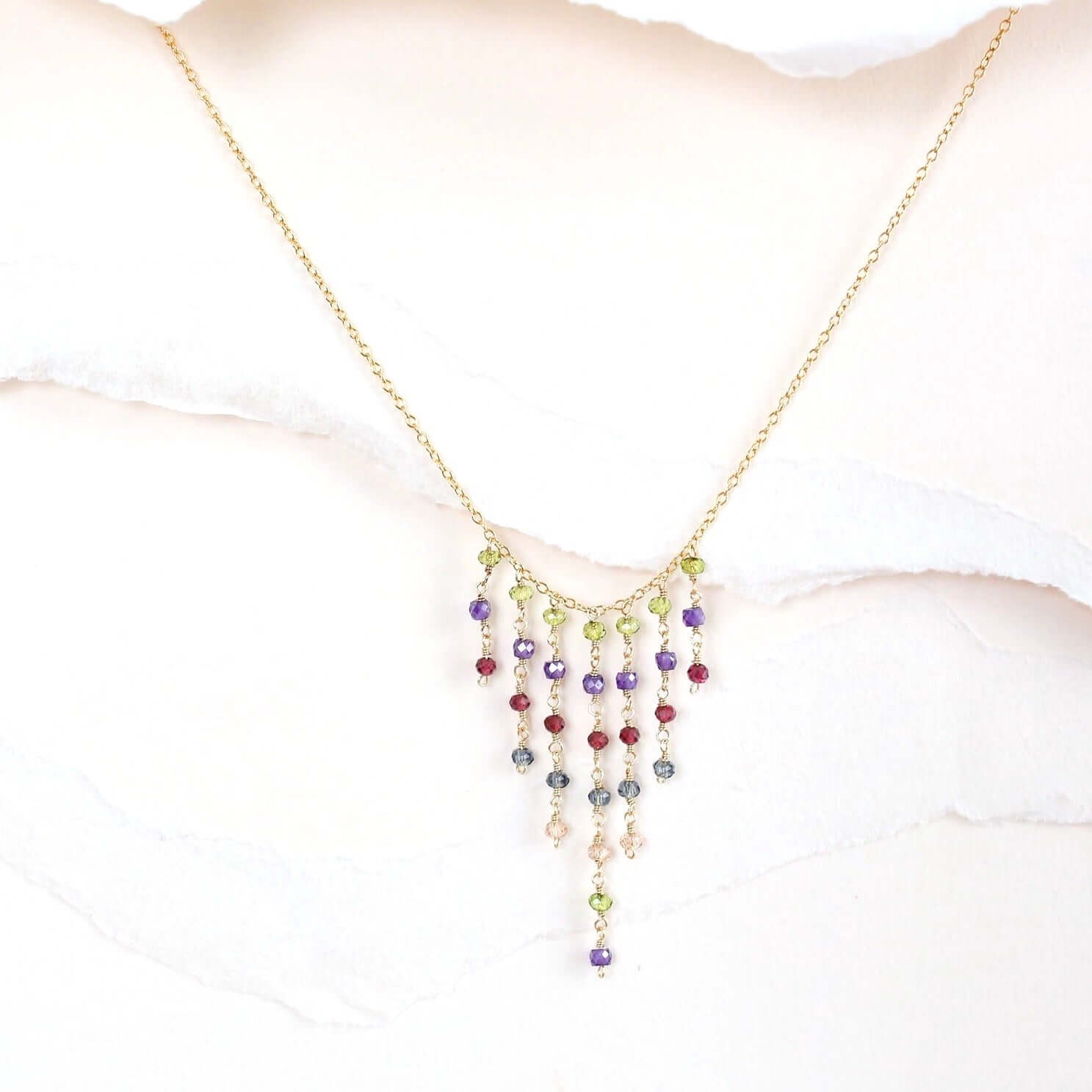 PARKEN JEWELRY PARKEN JEWELRY Pastel Rainbow Mini Fringe Necklace — main product shot