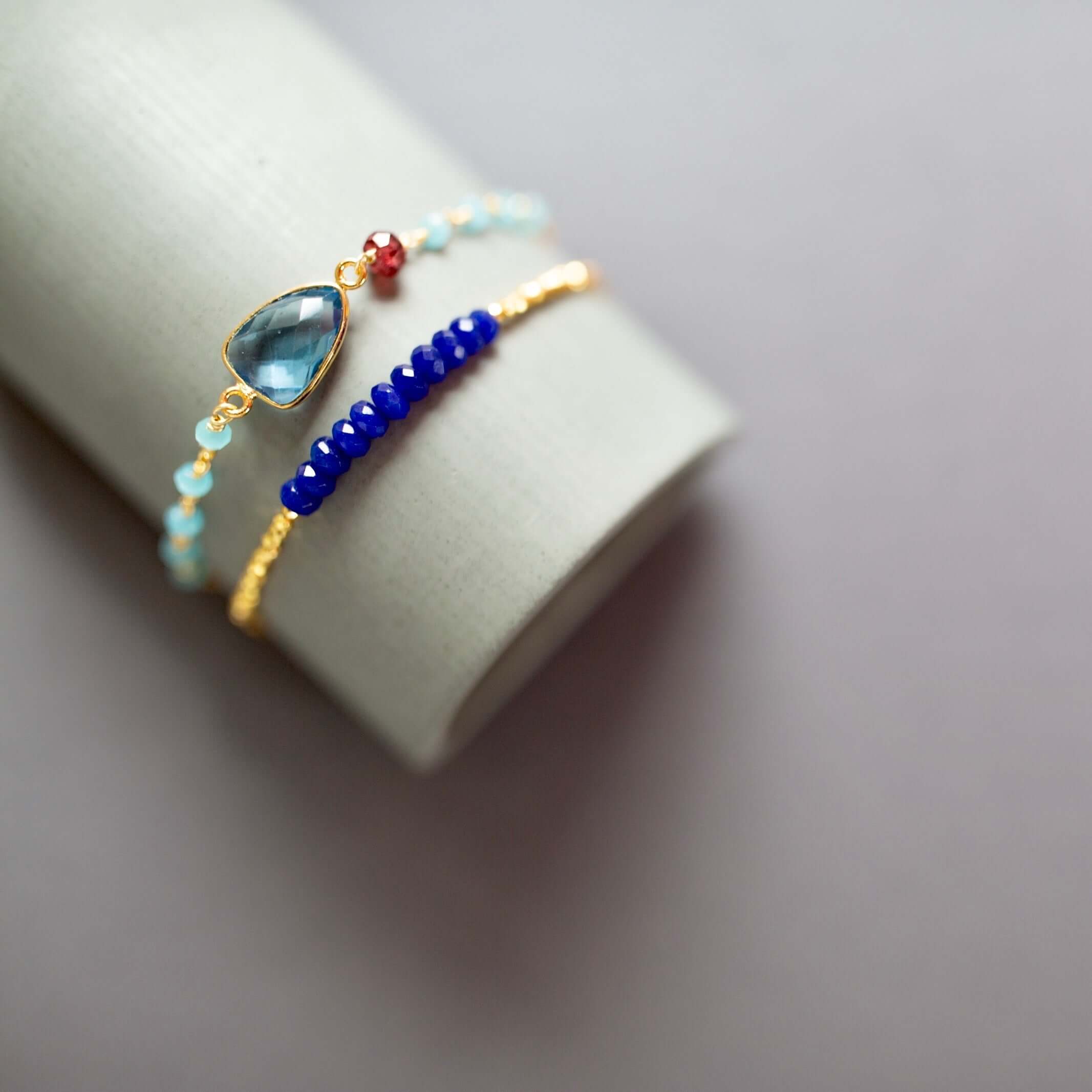 PARKEN JEWELRY Lapis Lazuli Adjustable Stacking Bracelet — back view