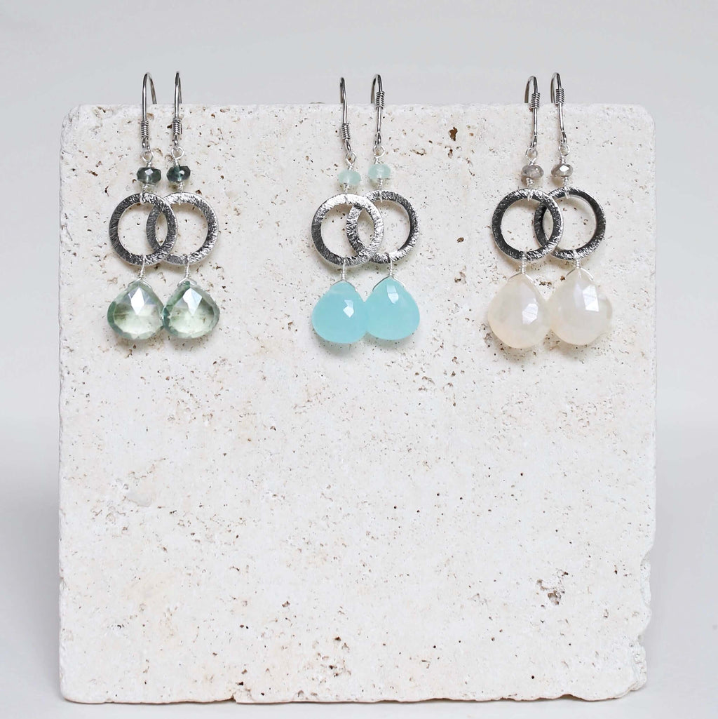 PARKEN JEWELRY The Airie Earring - White Chalcedony Gold — detail shot 6