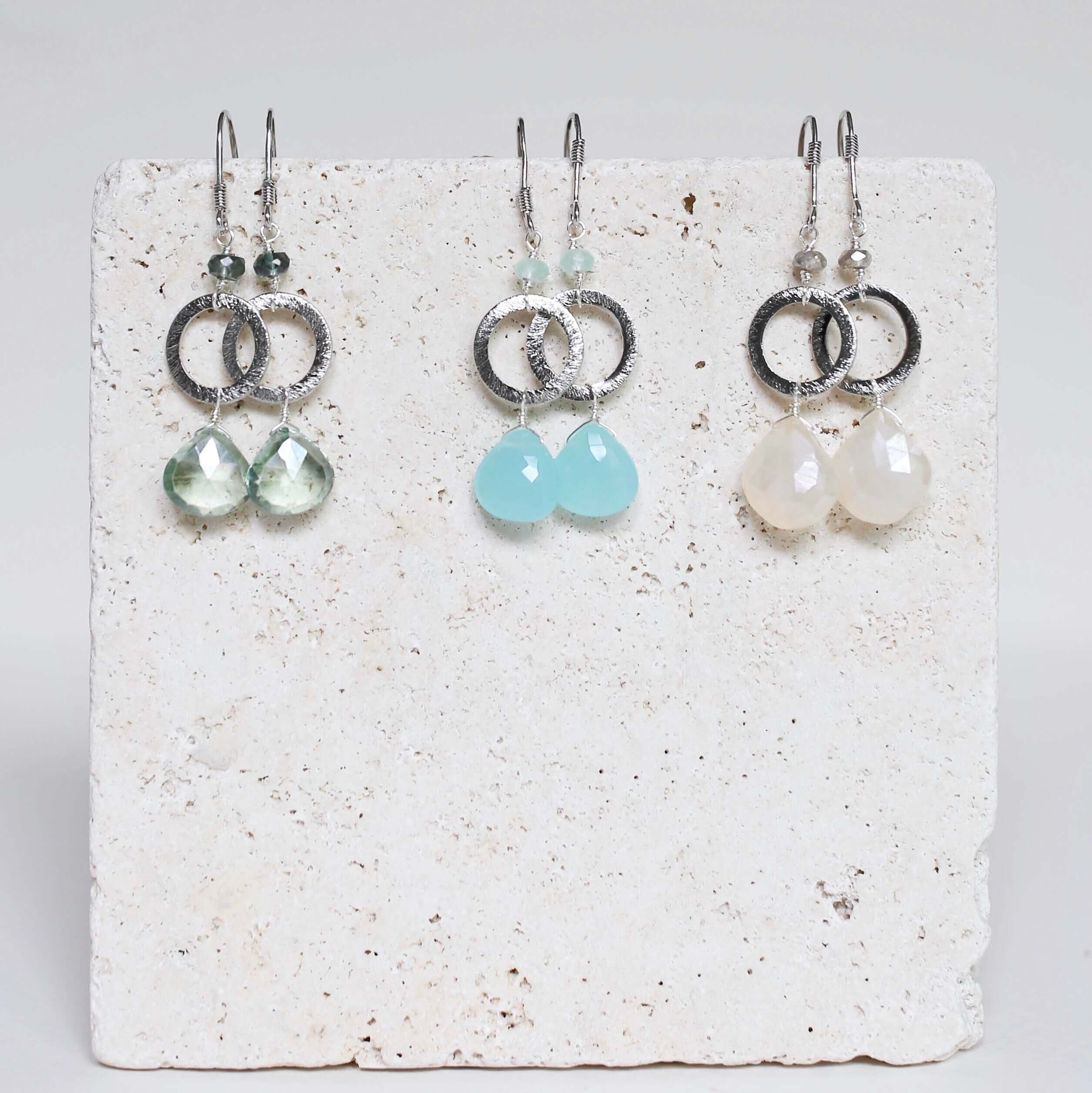 PARKEN JEWELRY The Airie Earring - White Chalcedony Gold — detail shot 6