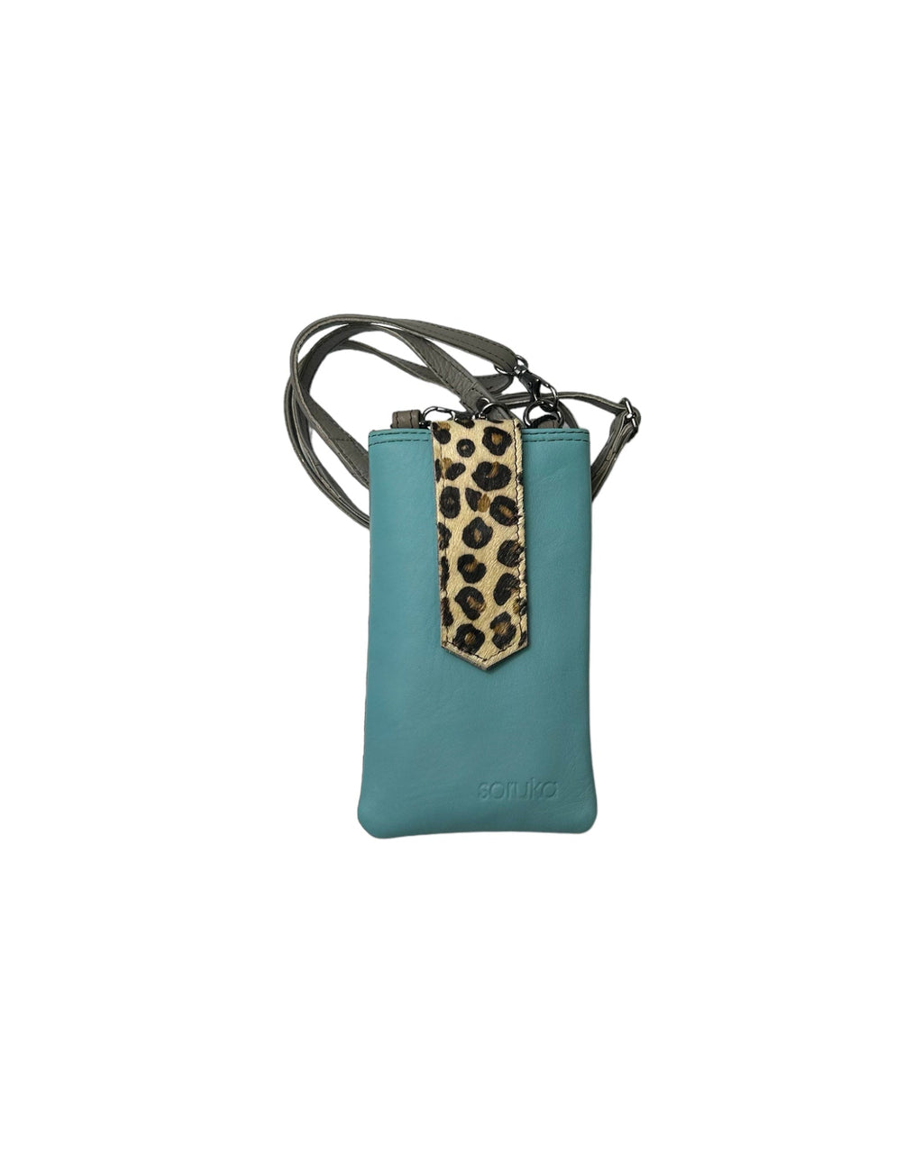 KADOU BOUTIQUE ZOE Leather Phone Crossbody with Print — lifestyle context
