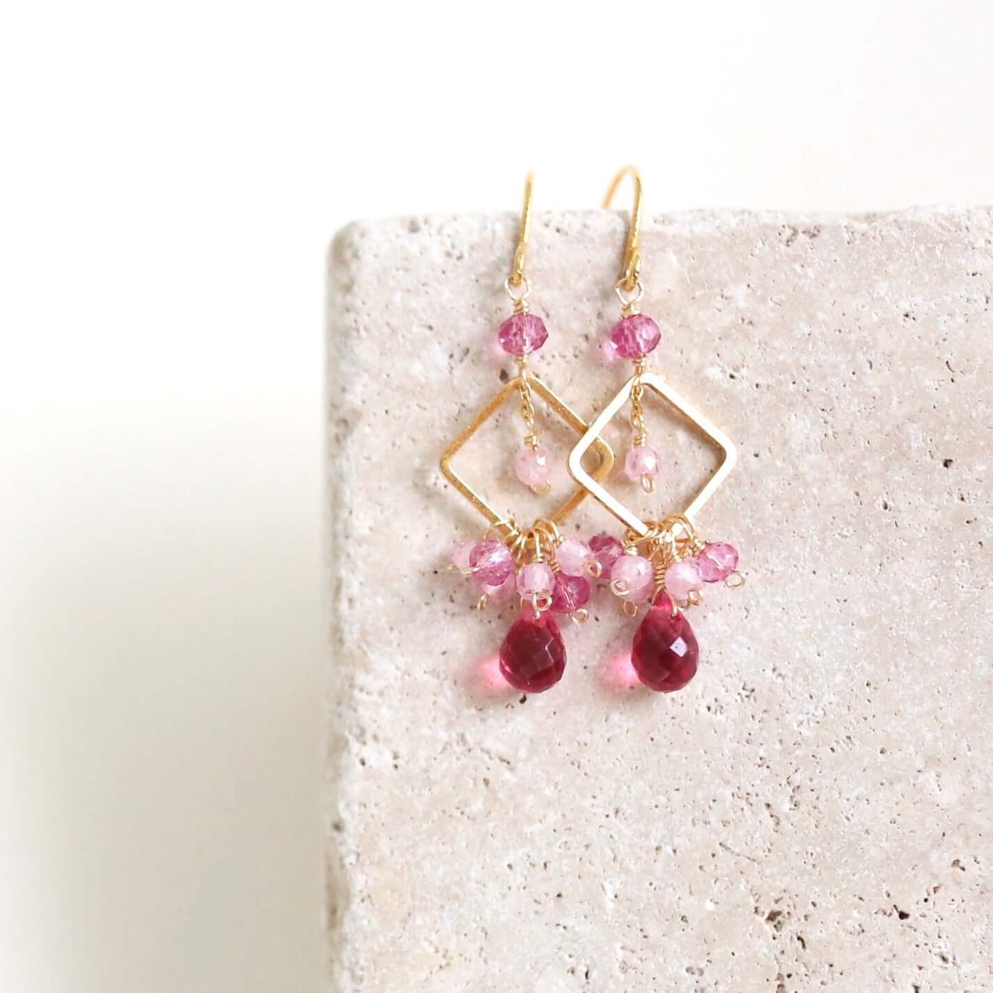 PARKEN JEWELRY Dark Pink Tourmaline Pixy Earrings — Pink detail
