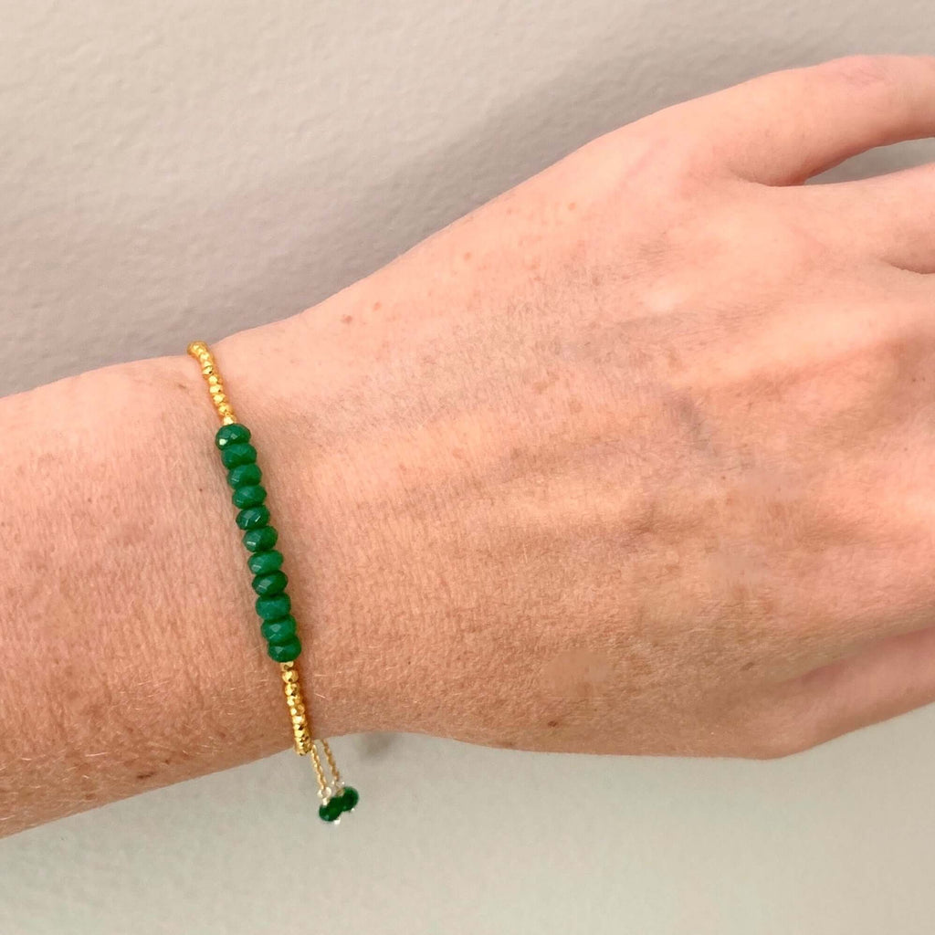PARKEN JEWELRY Green Jade Adjustable Stacking Bracelet — lifestyle context