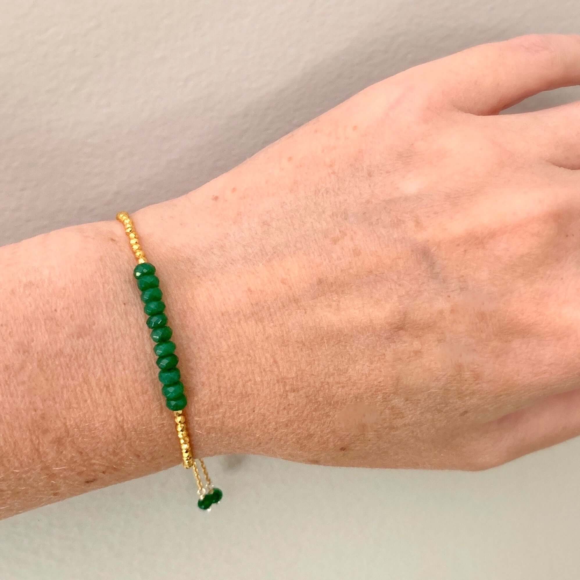 PARKEN JEWELRY Green Jade Adjustable Stacking Bracelet — lifestyle context