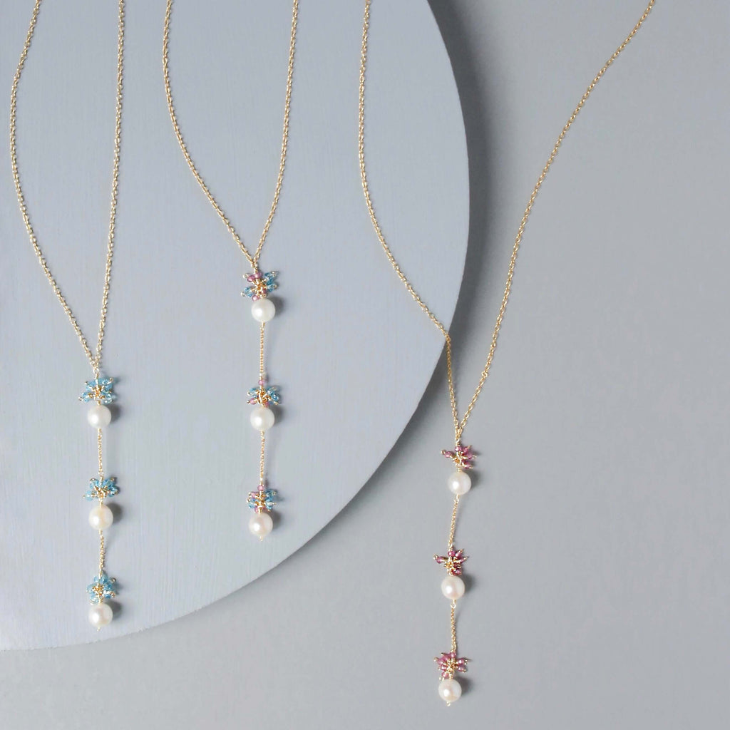 PARKEN JEWELRY Pearl and Gemstone Necklace Collection — detail close-up