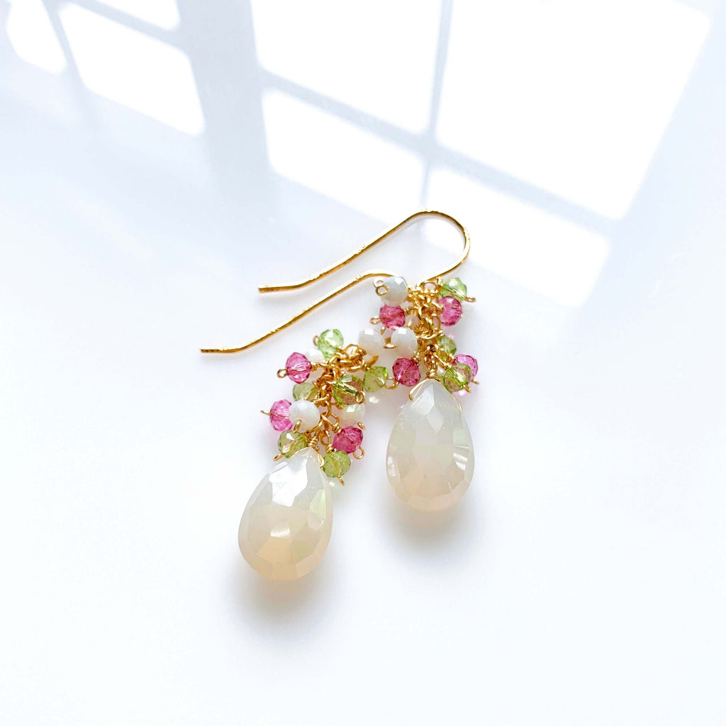 PARKEN JEWELRY White Chalcedony Pastel Gemstone Earrings — earrings category context