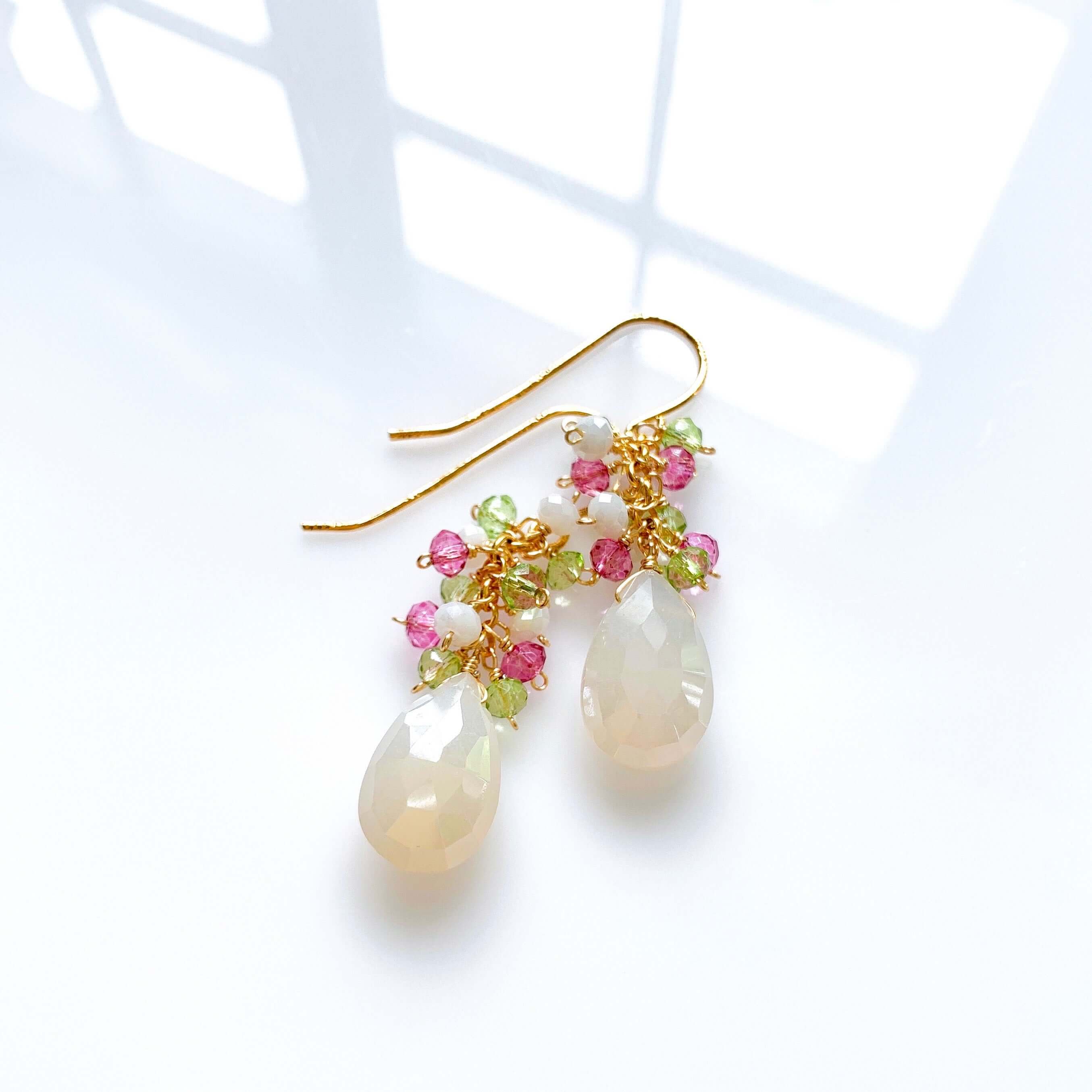 PARKEN JEWELRY White Chalcedony Pastel Gemstone Earrings — earrings category context