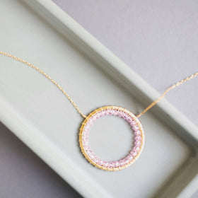 PARKEN JEWELRY Rose Quartz Halo Necklace