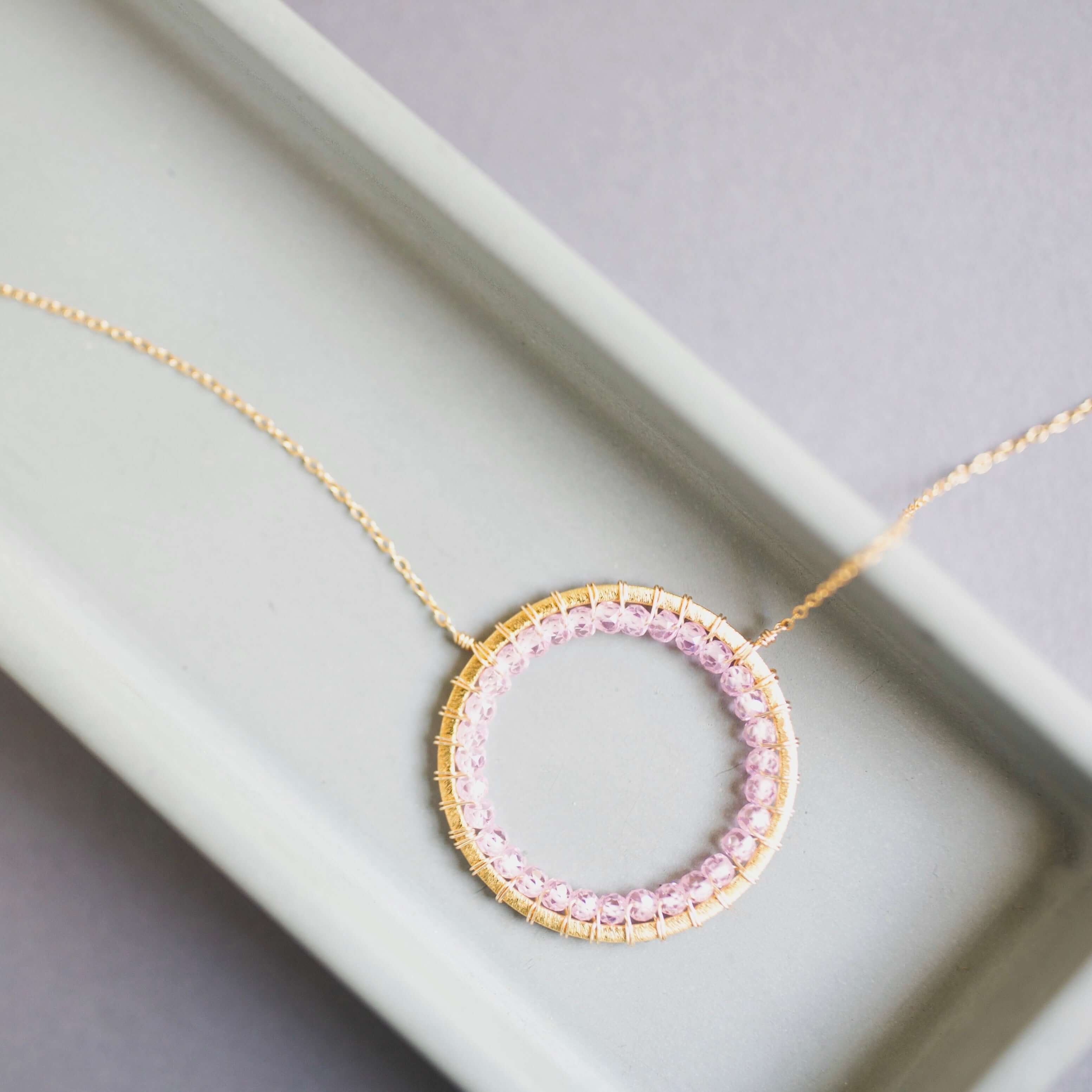 PARKEN JEWELRY PARKEN JEWELRY Rose Quartz Halo Necklace — main product shot