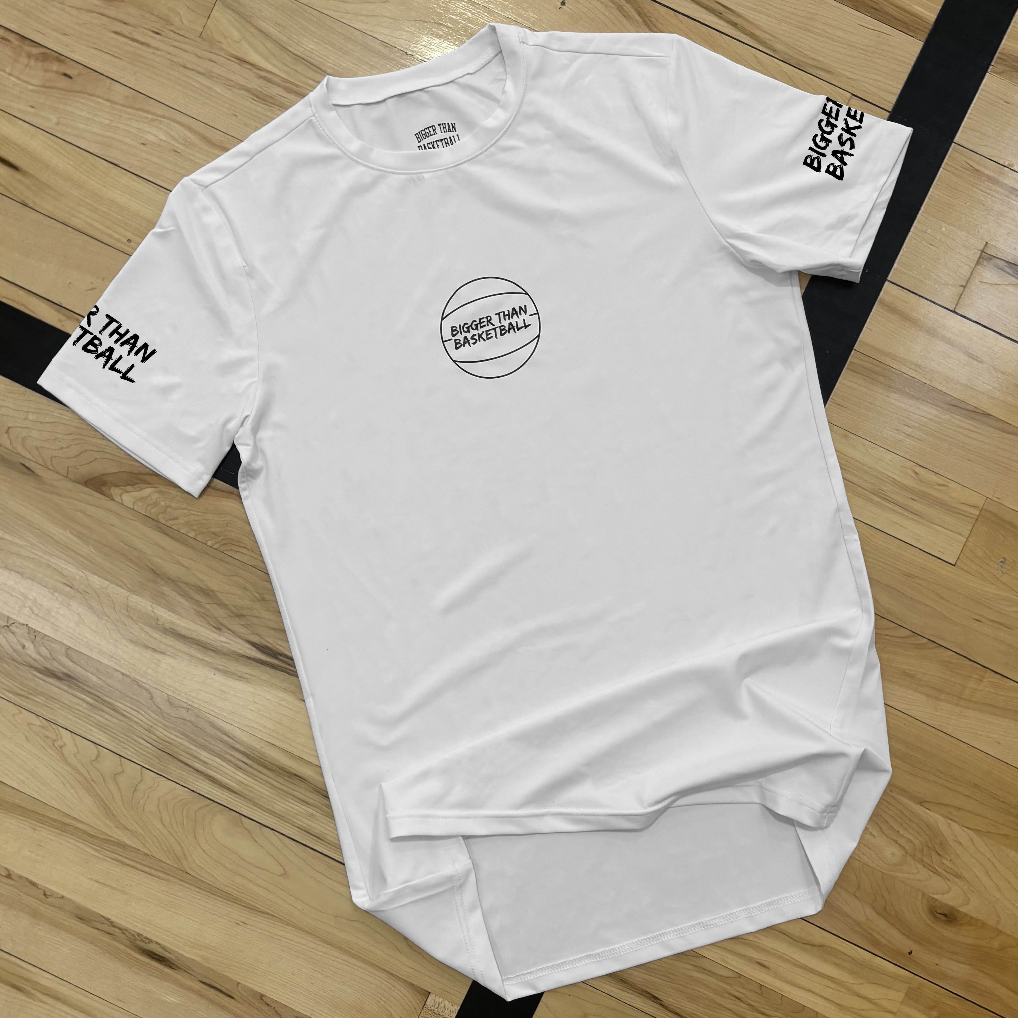 Bigger Than Basketball Performance Compression T-Shirt - White — product category context