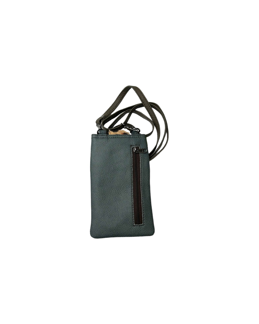 KADOU BOUTIQUE ZOE Leather Phone Crossbody with Print — detail close-up