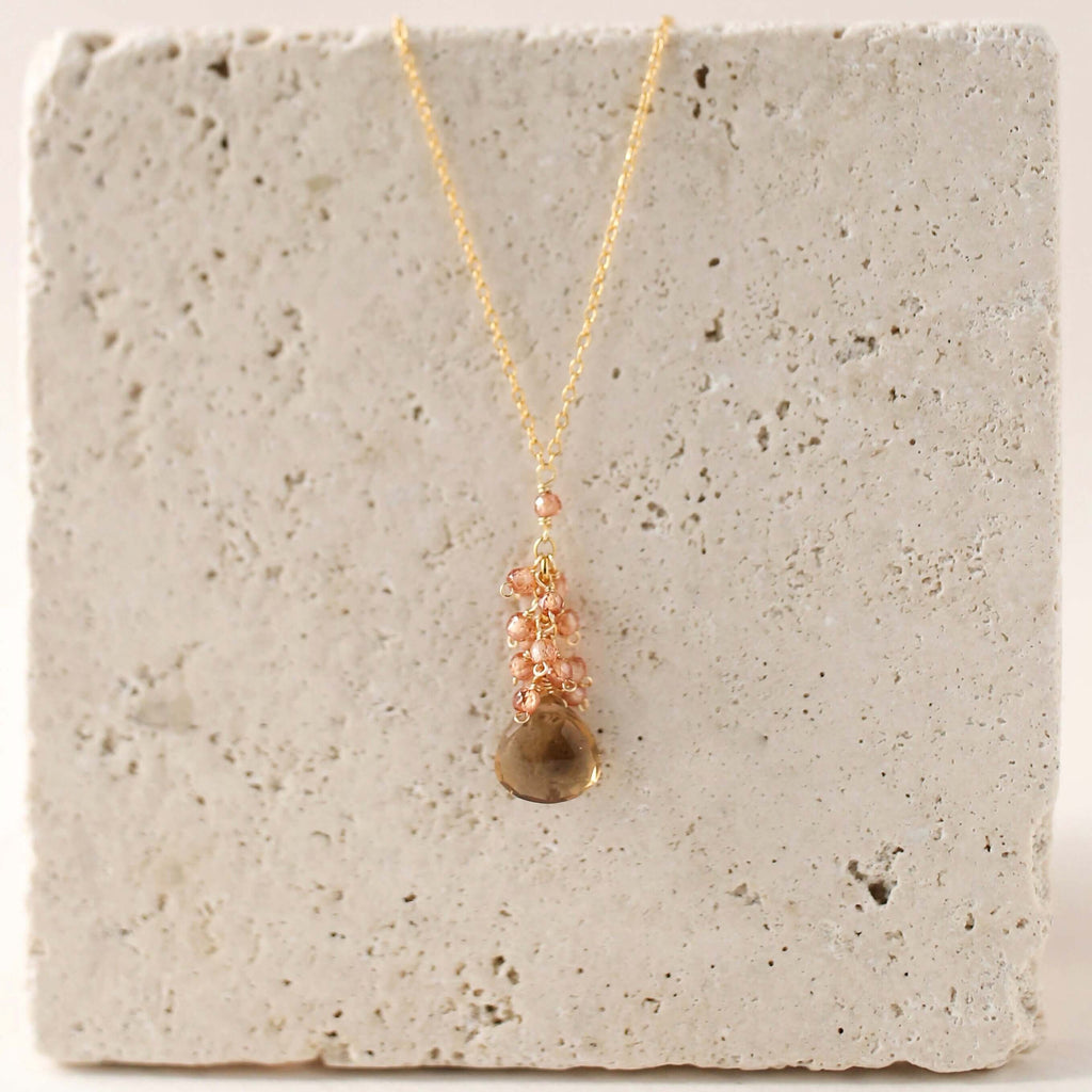 PARKEN JEWELRY Smoky Quartz Cluster Necklace — lifestyle context