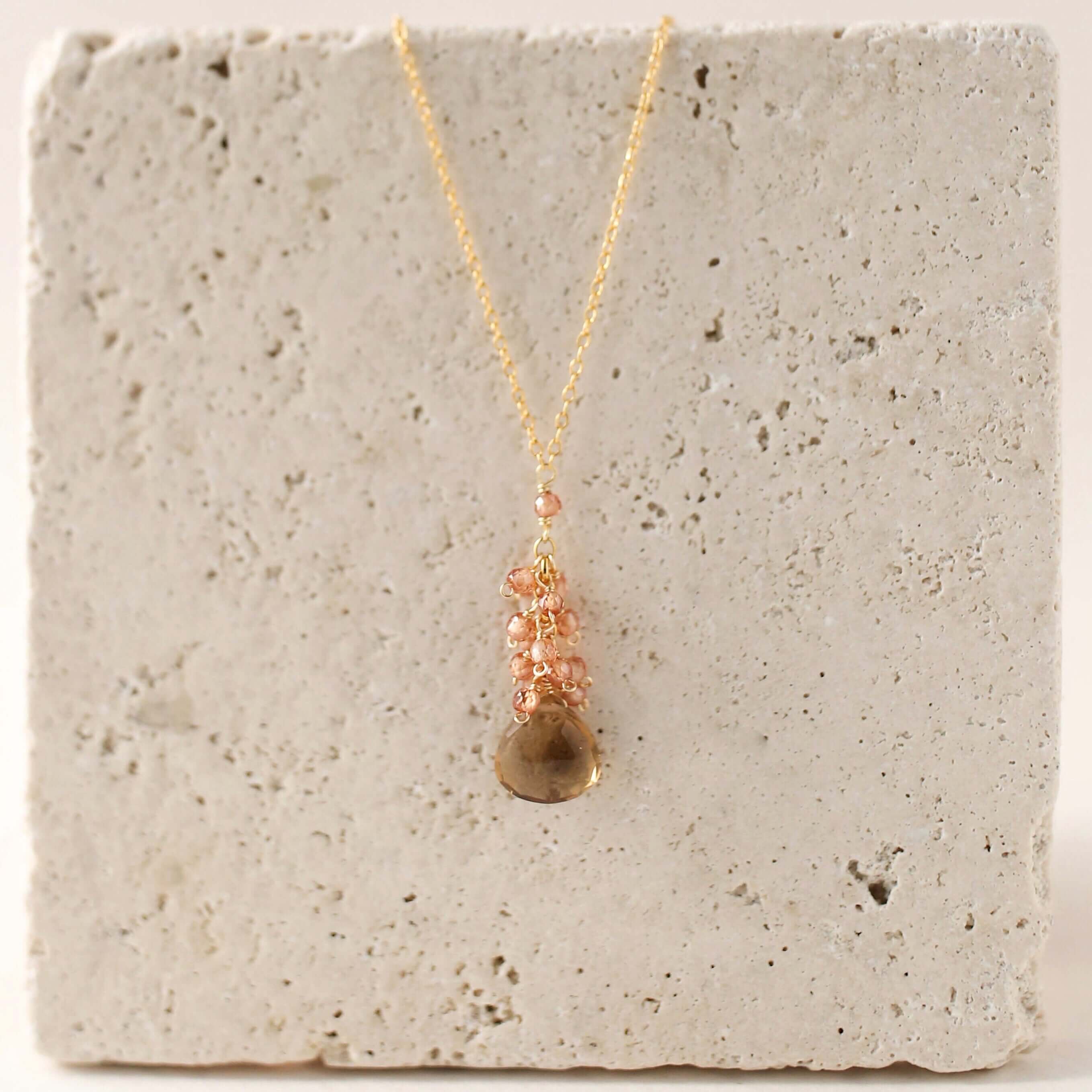 PARKEN JEWELRY Smoky Quartz Cluster Necklace — lifestyle context