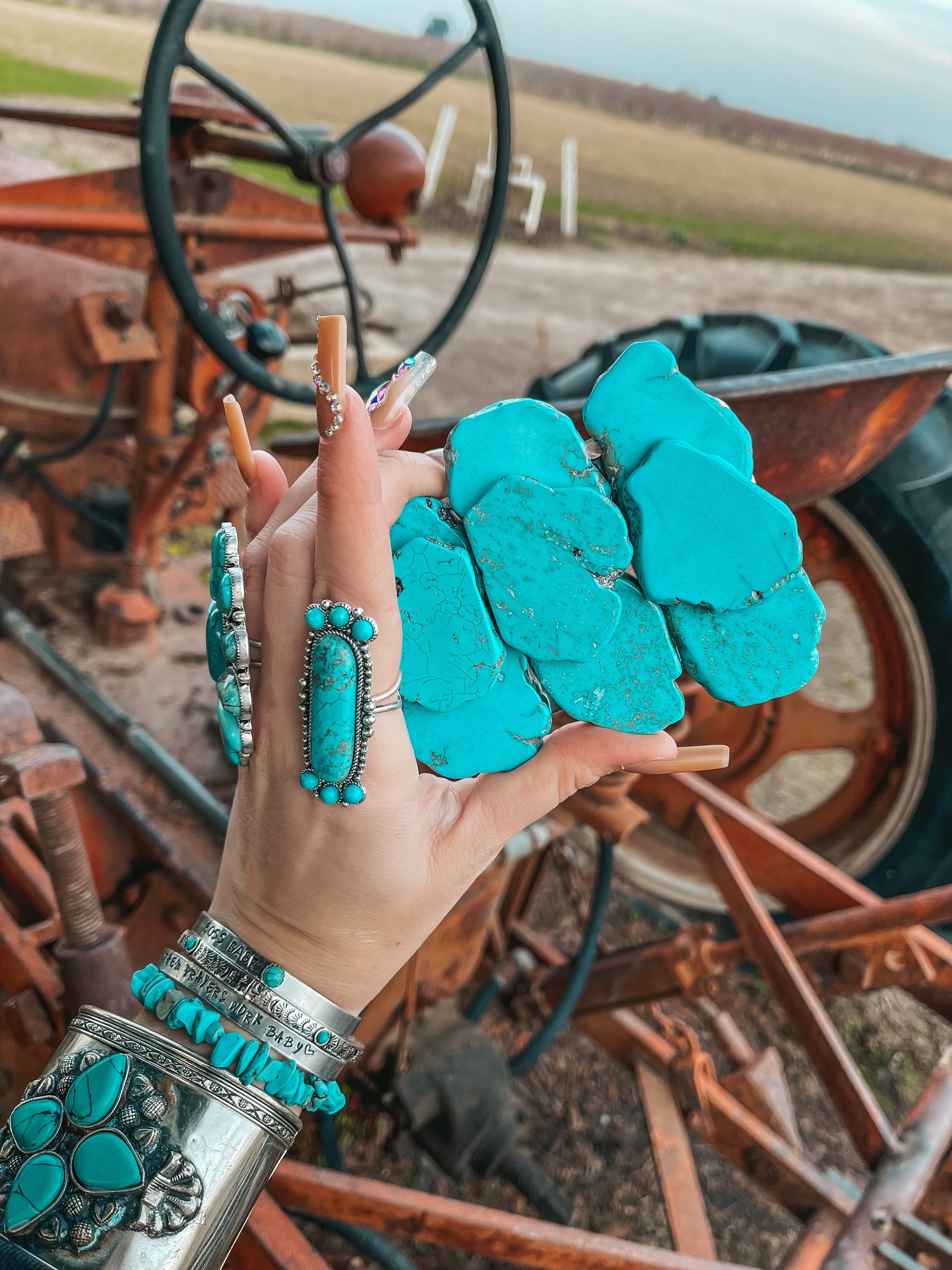 Haute Southern Hyde Turquoise Natural Stone Belt Buckle — detail shot 8
