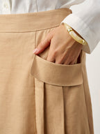 LINTICO LINTICO 100% Linen Flap Pocket A-Line Skirt IANTHE — detail shot 6