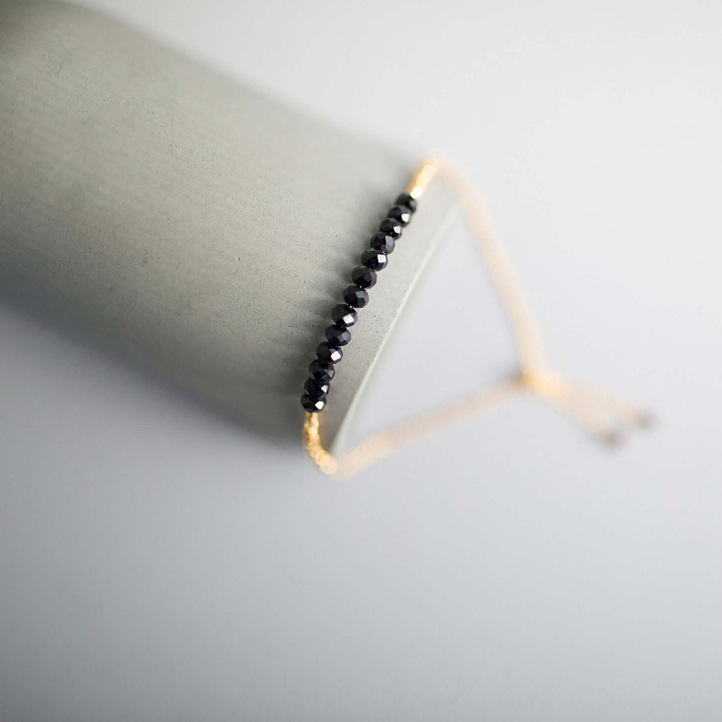 PARKEN JEWELRY Black Spinel Adjustable Stacking Bracelet — main product shot