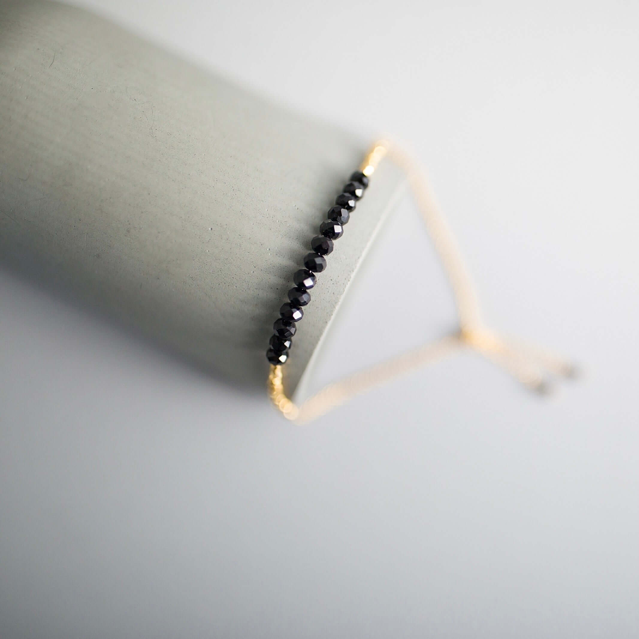 PARKEN JEWELRY Black Spinel Adjustable Stacking Bracelet — main product shot