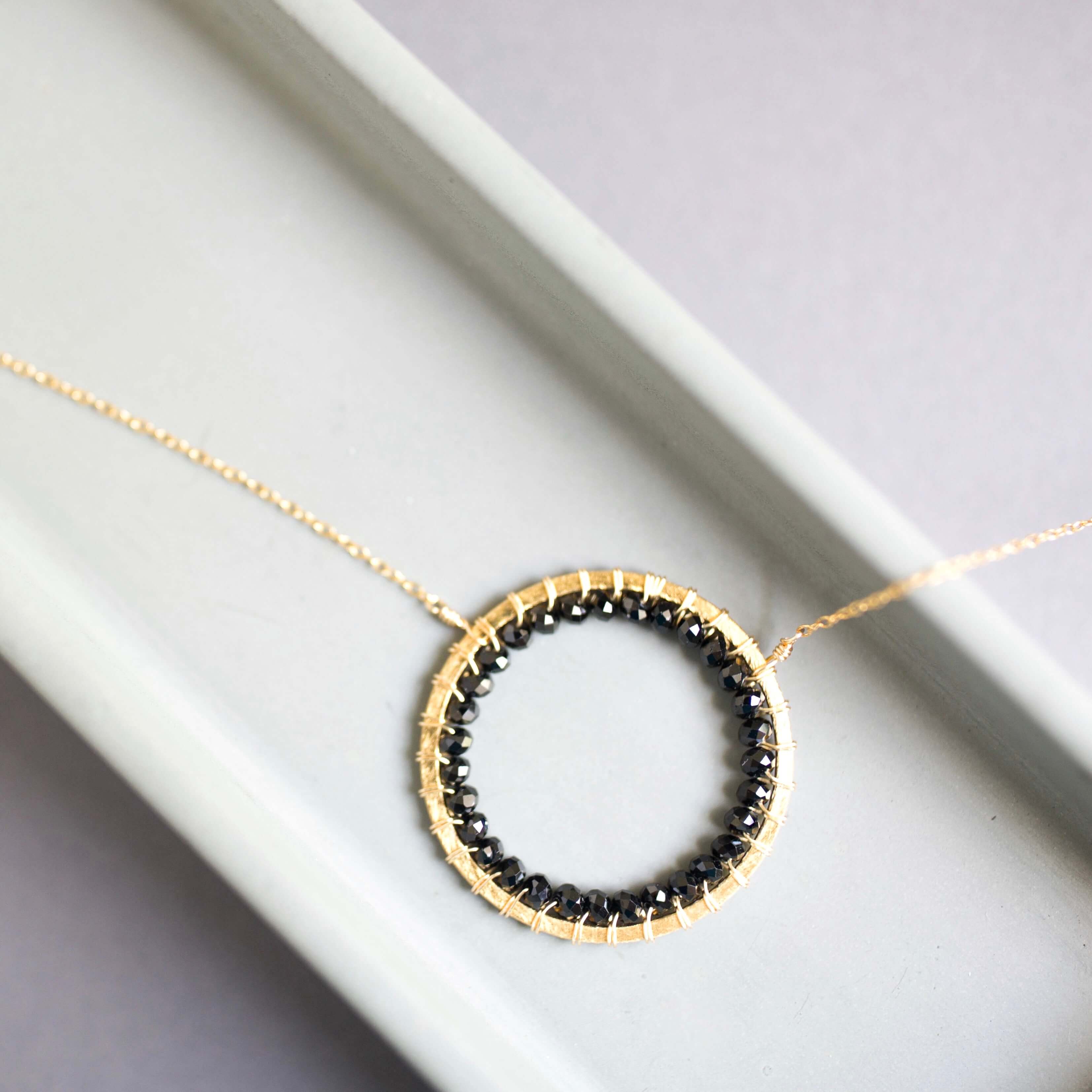 PARKEN JEWELRY PARKEN JEWELRY Black Spinel Halo Necklace — main product shot