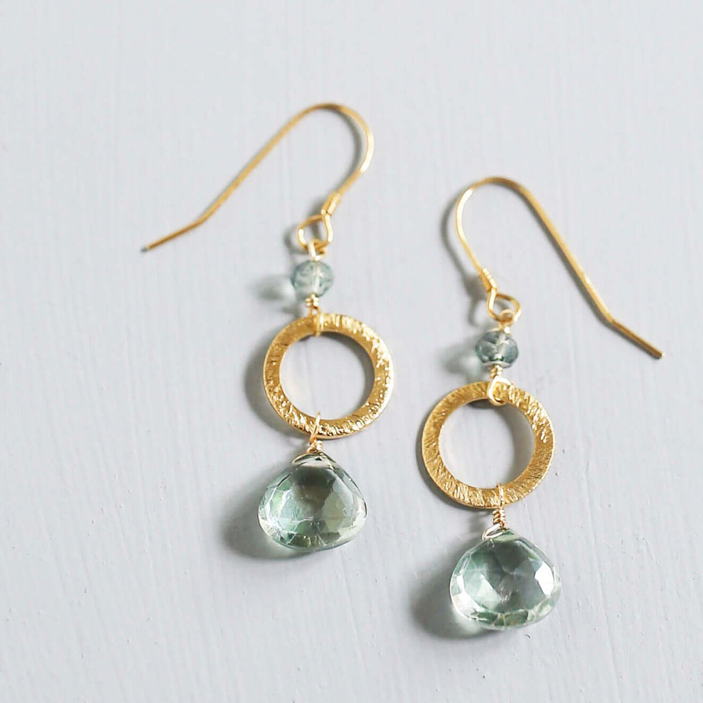 PARKEN JEWELRY The Airie Earring - Green Amethyst Gold — main product shot