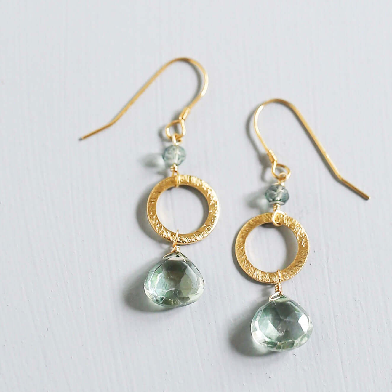 PARKEN JEWELRY The Airie Earring - Green Amethyst Gold — main product shot