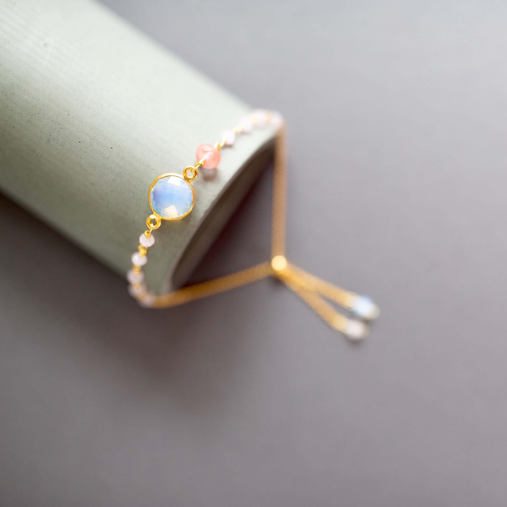PARKEN JEWELRY PARKEN JEWELRY Opal Quartz Adjustable Gemstone Bracelet — main product shot