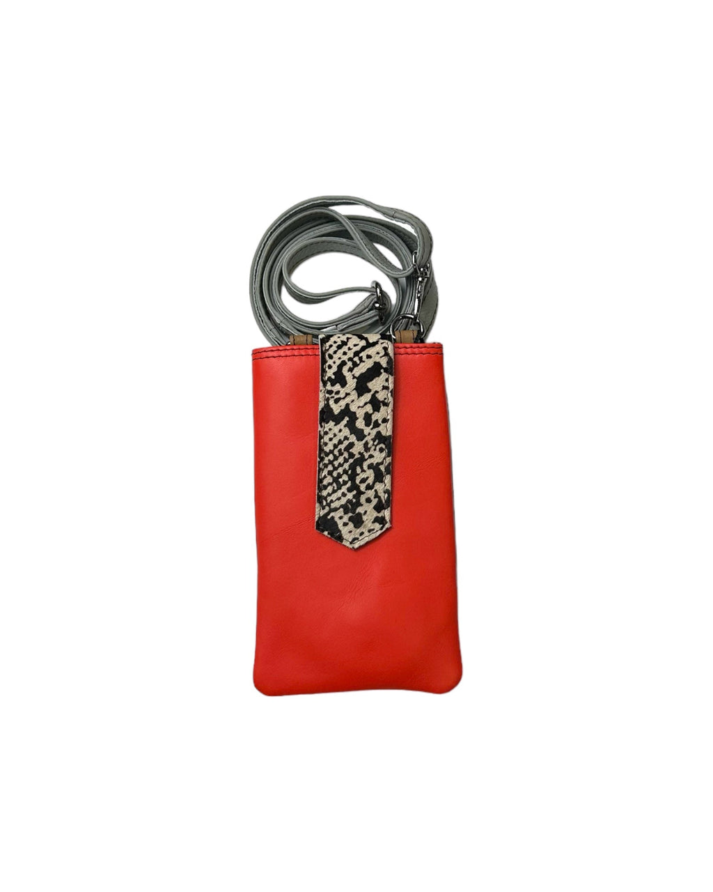 KADOU BOUTIQUE ZOE Leather Phone Crossbody with Print — fabric or material detail