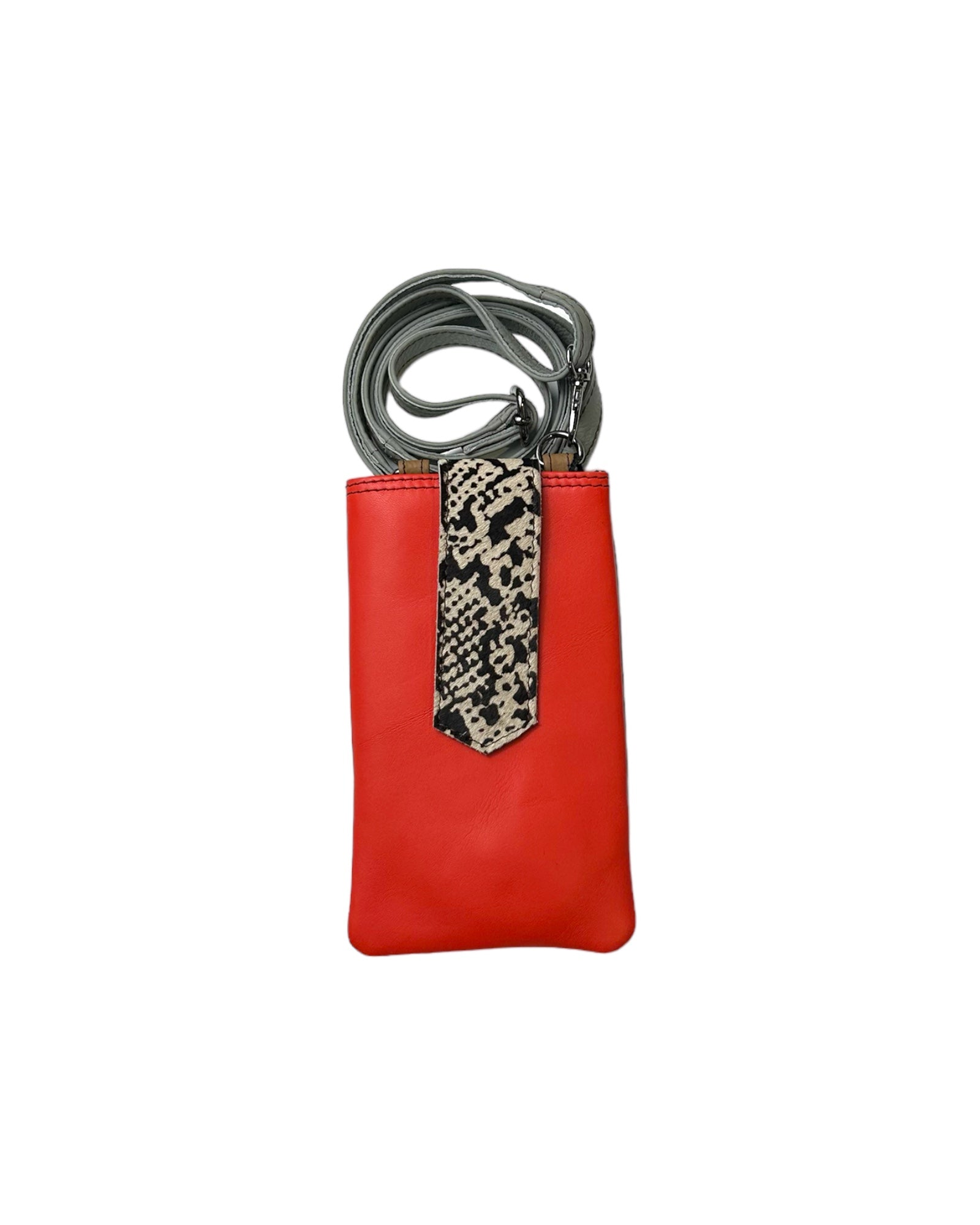 KADOU BOUTIQUE ZOE Leather Phone Crossbody with Print — fabric or material detail