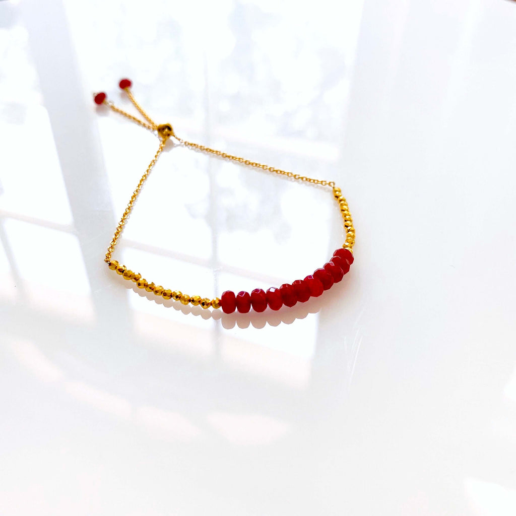 PARKEN JEWELRY Red Jade Adjustable Stacking Bracelet — alternative angle