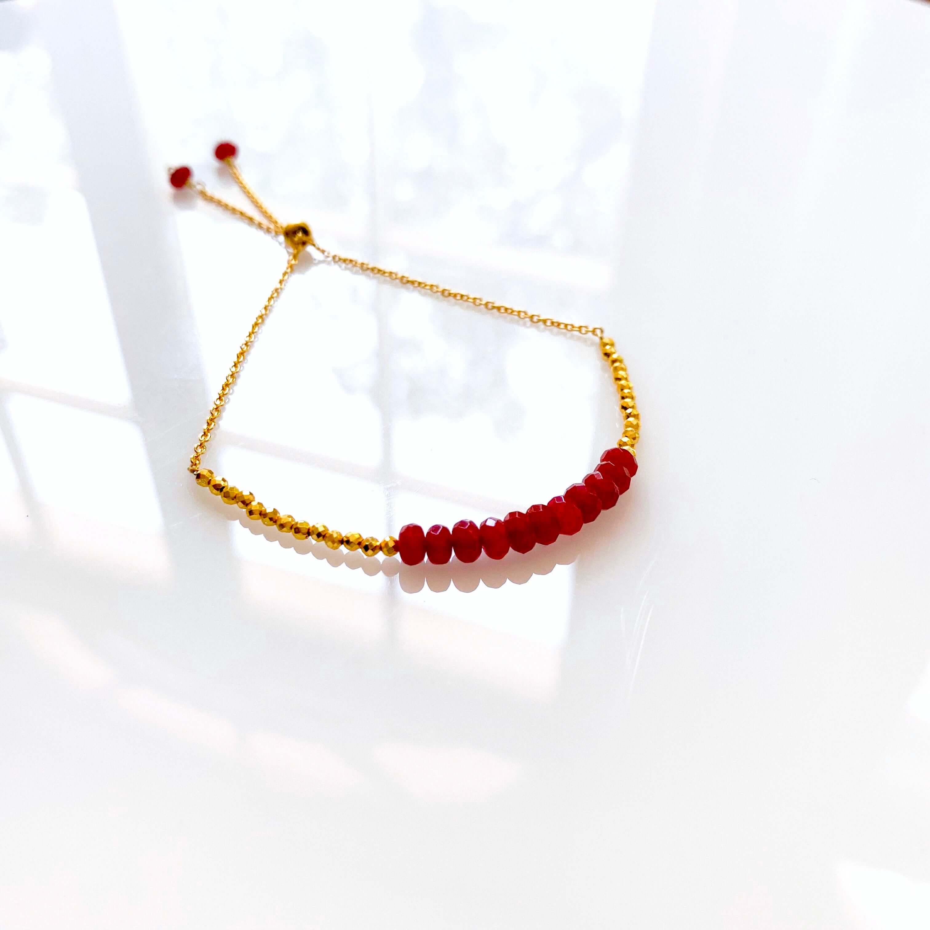 PARKEN JEWELRY Red Jade Adjustable Stacking Bracelet — alternative angle