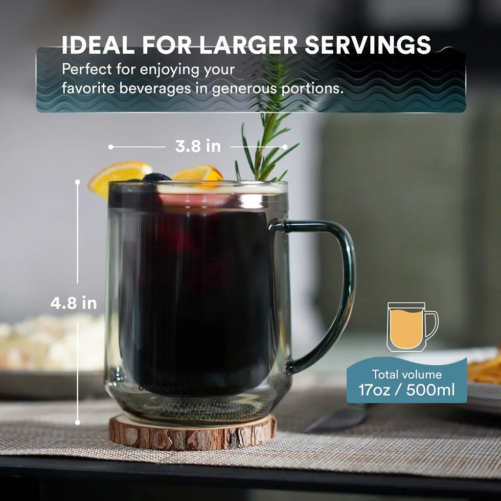 Double Wall Mug - 500ml/17oz (Set of 2) – Ovalware, view 4