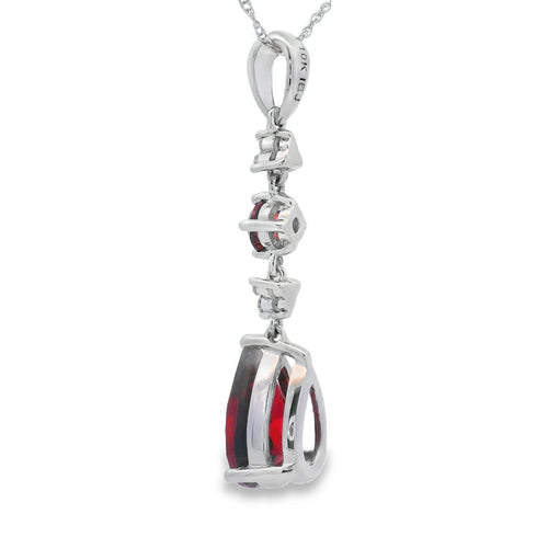 2.25ct Garnet Diamond Fashion Pendants 14KT White Gold