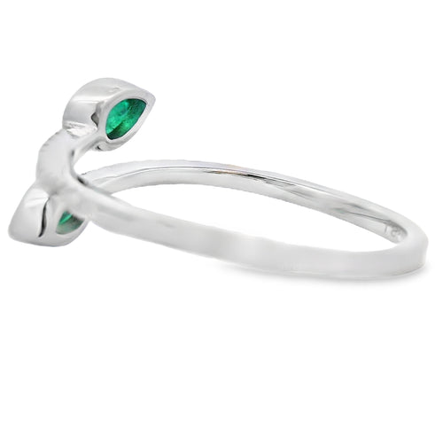 Natural .48ct Emerald Diamond Ring 14KT White Gold
