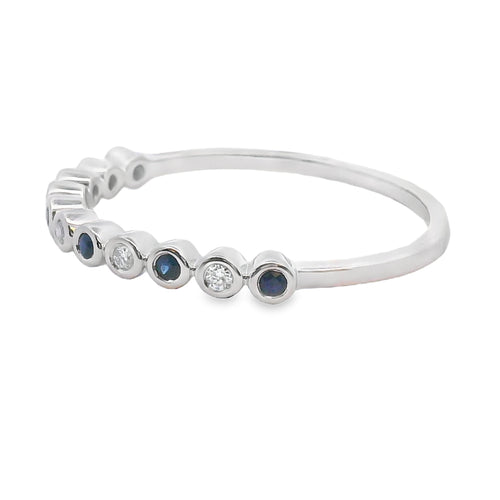 Sapphire Diamond stackable band set 14KT White Gold