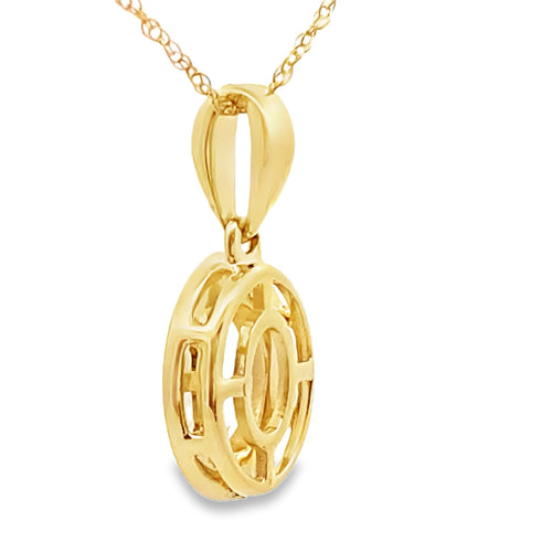 Rose Quartz Diamond Fashion Pendants 10KT Yellow Gold