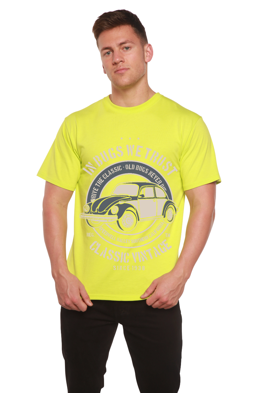 Spun Bamboo In Bugs We Men's Bamboo Viscose/Organic Cotton Short Sleeve Graphic T-Shirt — color detail