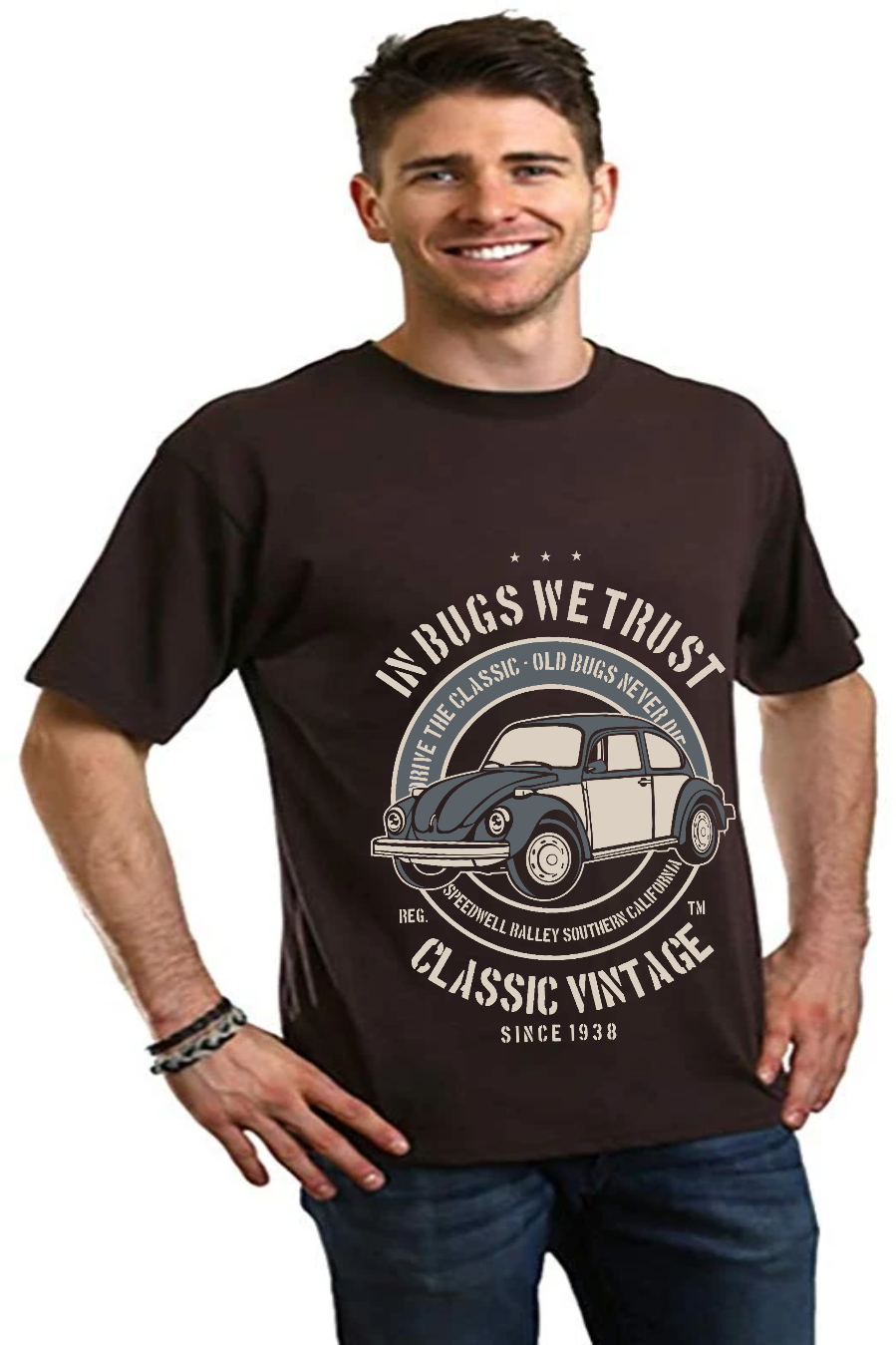 Spun Bamboo In Bugs We Men's Bamboo Viscose/Organic Cotton Short Sleeve Graphic T-Shirt — in-use photo